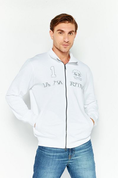 La Martina Men Mock Neck Brand Logo Long Sleeve Sweatshirt, White