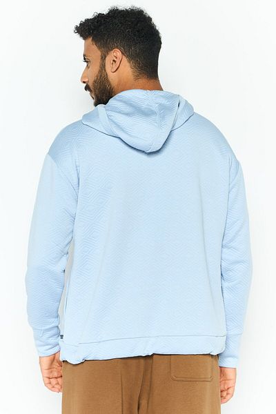 Nine West Men Hooded Long Sleeve Textured Sweatshirt, Light Blue