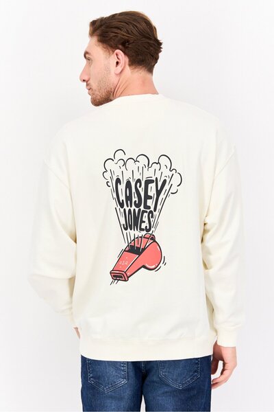 WRANGLER Men Crew Neck Long Sleeve Graphic Print Sweatshirt, White