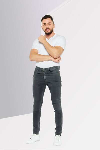 Diesel Men Regular Fit Wash Stretchable Jeans, Grey