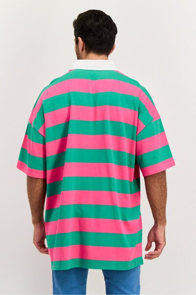 WRANGLER Men Regular Fit Stripe Polo Shirt, Green