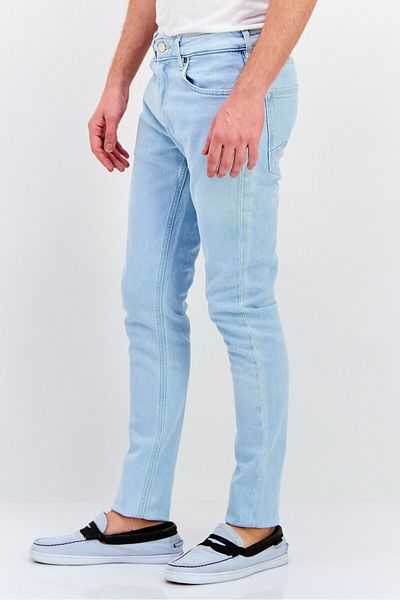 Scotch & Soda Men Skinny Fit Washed Stretchable Jeans, Light Blue