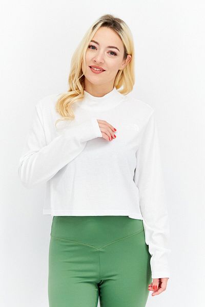 THE NORTH FACE Women High Neck Long Sleeve Brand Logo Crop Top, White