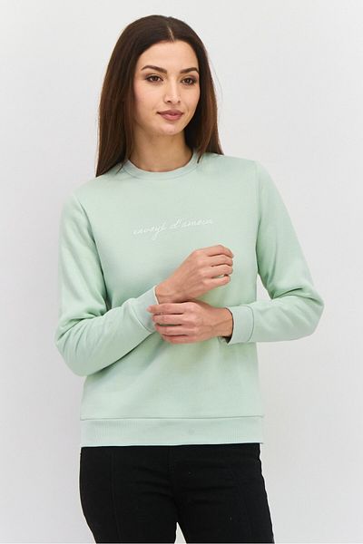 Mode by Redtape Women Crew Neck Graphic Print Sweatshirt, Mint