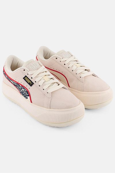 Puma Women Suede Mayu Lace Up Outdoor Shoes, Cream