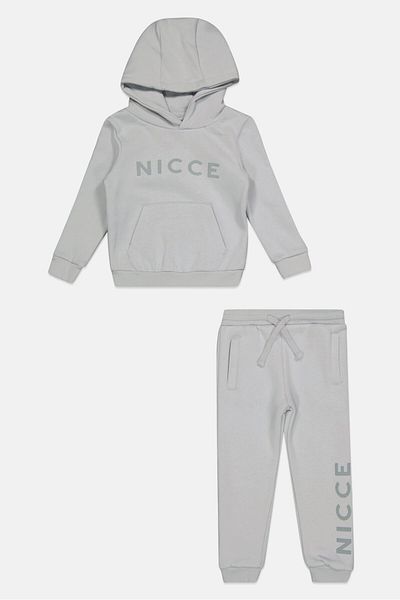 Nicce Toddlers Boy 2 Pcs Brand Logo Hoodies And Jogger Pants, Light Grey