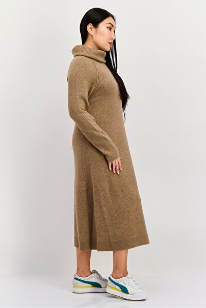 Esprit Women Knitted Casual Midi Dress, Dark Taupe