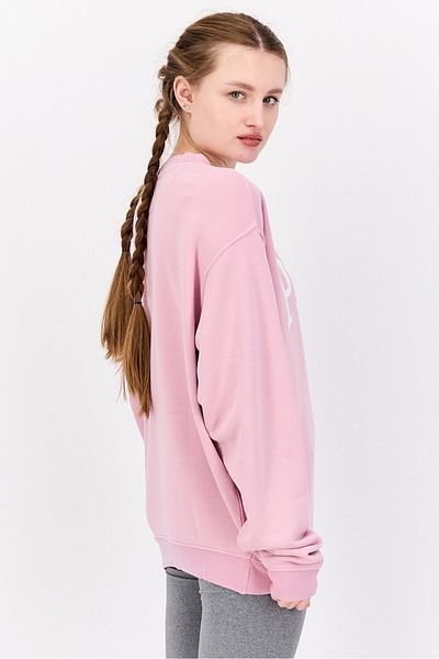 Hugo Boss Women Crew Neck Graphic Print Long Sleeves Sweatshirt, Rose Pink