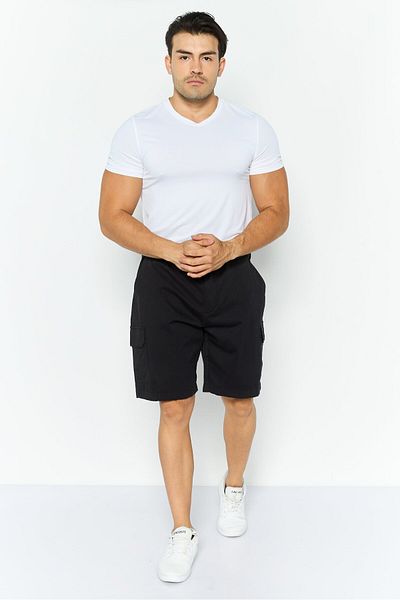 Threadbare Men Plain Belted Chino Couture Shorts, Black
