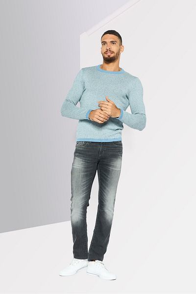 Michael Kors Men Crew Neck Long Sleeve Textured Sweatshirt, Light Dusty Blue
