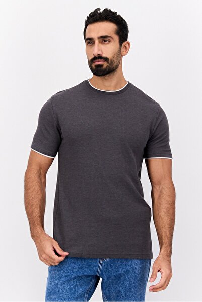 Cactus Man by Ricky Singh Men Crew Neck Short Sleeves Heather T-Shirt, Dark Grey