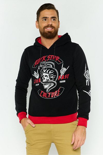 Modern Culture Men Sportswear Fit Long Sleeves Outdoor Hoodies, Black