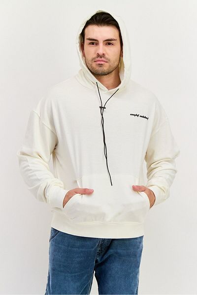 Night Addict Men Hooded Long Sleeves Brand Logo Sweatshirt, Off White
