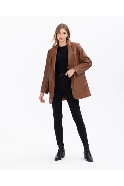SEÇİL Seçil Single Button Brown Jacket