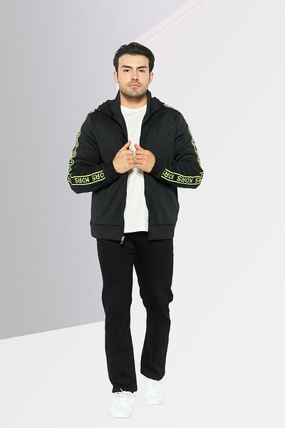 Michael Kors Men Hooded Brand Logo Long Sleeve Sweatshirt, Black
