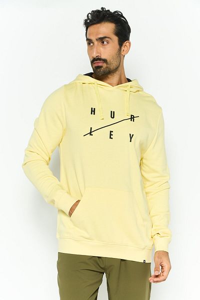 Hurley Men Sportswear Fit Brand Logo Long Sleeve Outdoor Sweatshirts, Yellow
