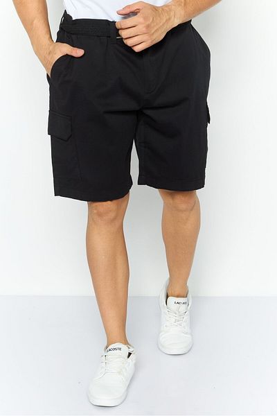 Threadbare Men Plain Belted Chino Couture Shorts, Black