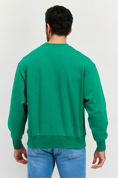 Esprit Men Crew Neck Brand Logo Long Sleeve Sweatshirt, Green