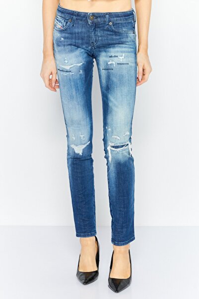 Diesel Women Skinny Fit Washed Stretchable Denim Jeans, Blue