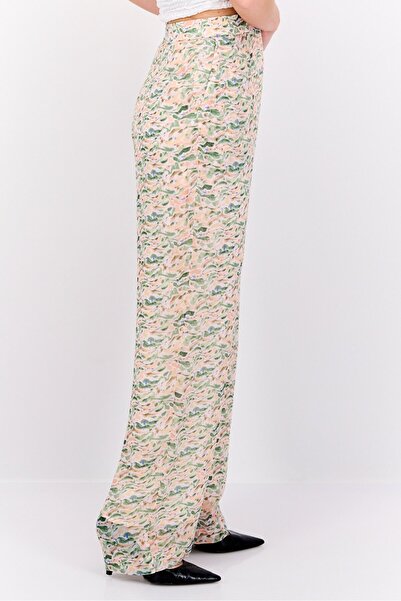 Scotch & Soda Women Regular Fit Allover Print Wide Pants, Beige