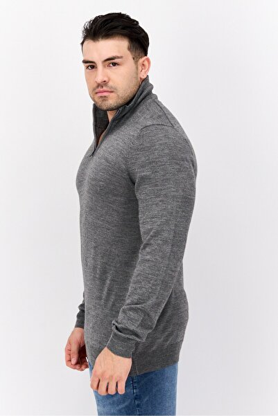 Lyle & Scott Men High Neck Textured Long Sleeves Sweater, Grey