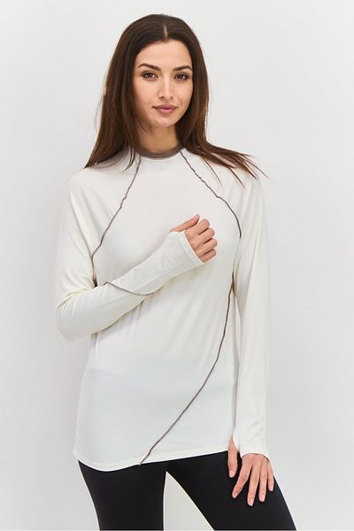 Tahari Sports Women Sportswear Fit Long Sleeves Training Top, Off White