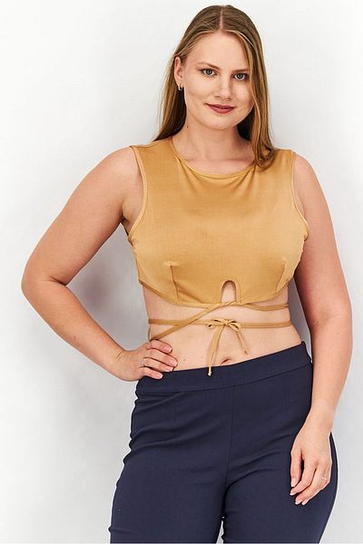 Asos Design Women Round Neck Sleeveless Metallic Crop Top, Bronze