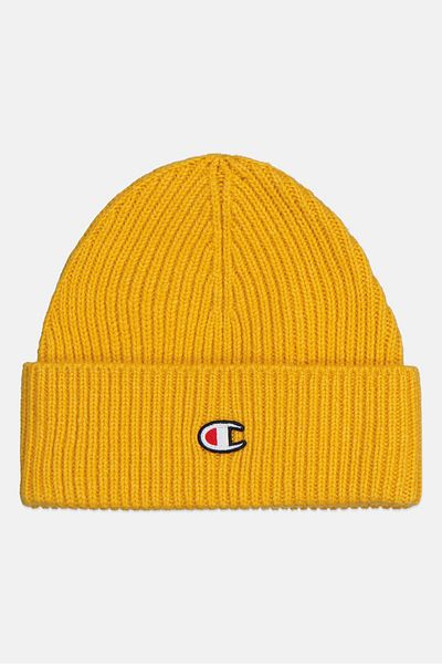 Champion Men Brand Logo Beanie, Mustard
