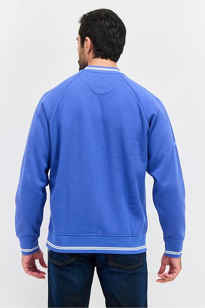 Esprit Men Band Collar Long Sleeve Brand Logo Sweatshirts, Blue