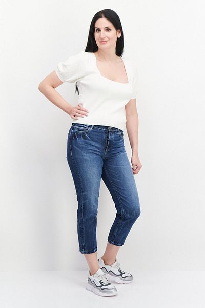 French Connection Women Square Neck Short Sleeves Ribbed Top, White