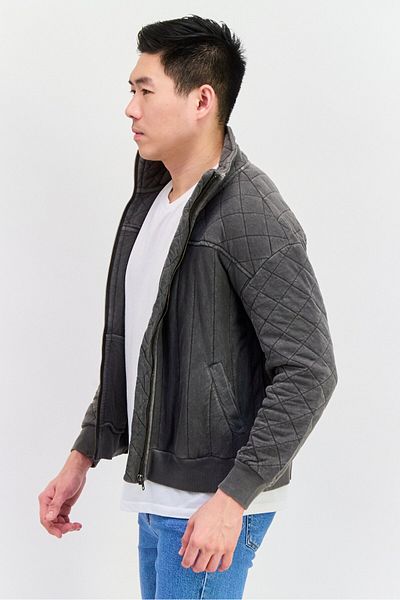 LUCKY BRAND Men Diamond Pattern Soft Shell Jacket, Dark Grey