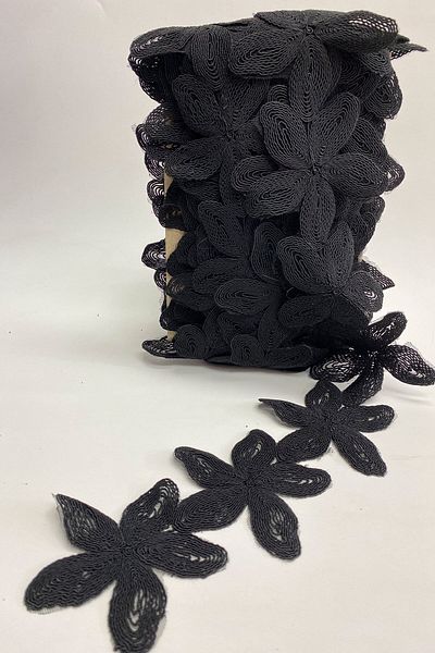Hayalperest boncuk French Floral Patterned Black Guipure Lace