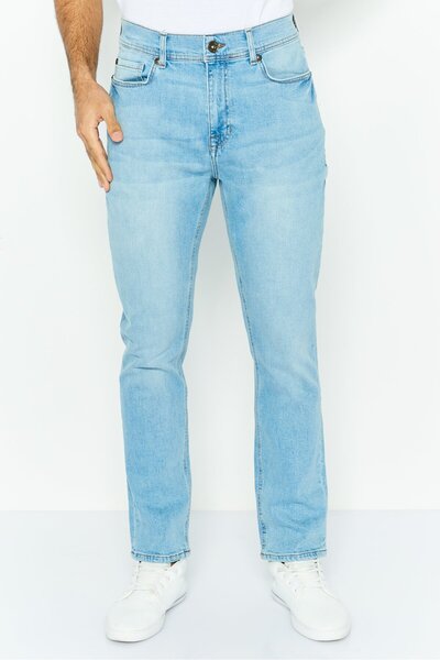Seven 7 Men Slim Fit Washed Denim Jeans, Blue