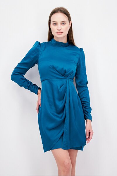 Taylor Women Textured Mini Dress, Teal Blue