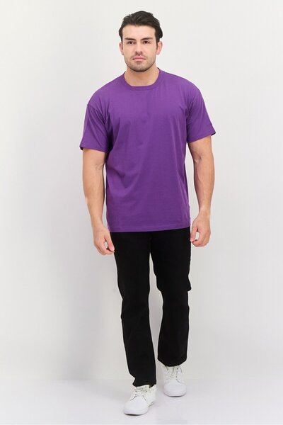 Esprit Men Crew Neck Short Sleeves Plain T-Shirt, Purple