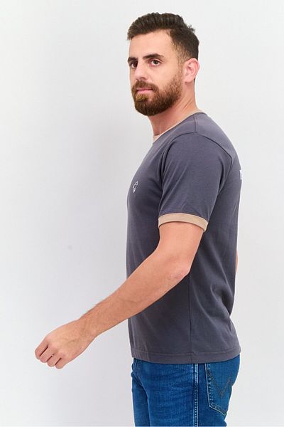 WRANGLER Men Crew Neck Short Sleeves Brand Logo T-shirt, Dark Grey