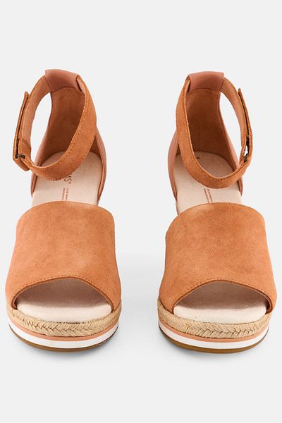 Toms Women Marisol Micro Suede Velcro Closure Wedges, Tan