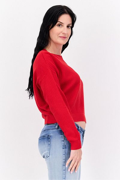 Mode by Redtape Women Crew Neck Knitted Sweater, Red