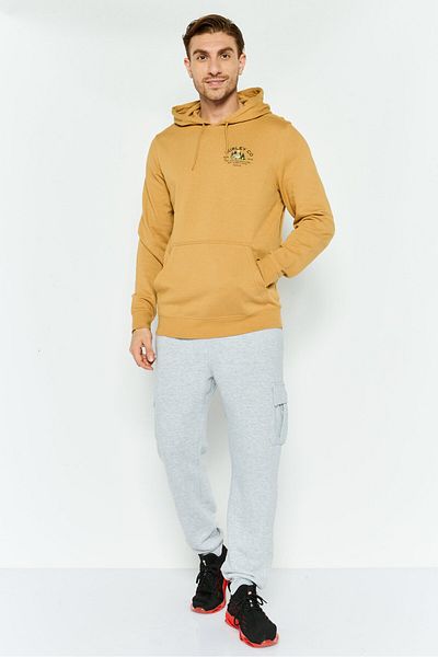 Hurley Men Hooded Long Sleeve Printed Sweatshirt, Papaya
