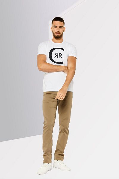 Cerruti 1881 Men Crew Neck Short Sleeves Brand Logo T-shirt, White