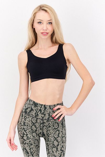 Brooks Women Solid Padded Sports Bra, Black