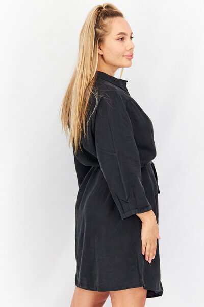 Tchibo Women Plain Long Sleeve Shirt Dress, Black