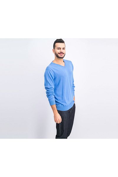 Hackett Men V-neck Sweater, Yonder Blue