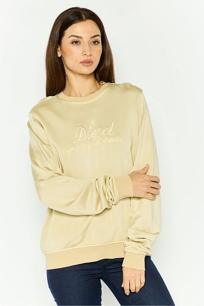 Diesel Women Crew Neck Embroidered Sweatshirt, Beige