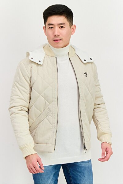 Lyle & Scott Men Quilted Hooded Jacket, Beige