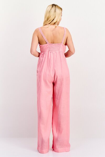 Scotch & Soda Women Plain Sleeveless Jumpsuit, Pink