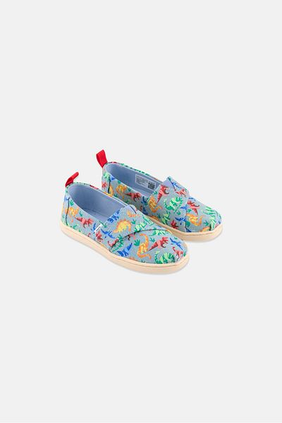 Toms Toddlers Boy Denim Dinomite Velcro Casual Shoes, Light Blue