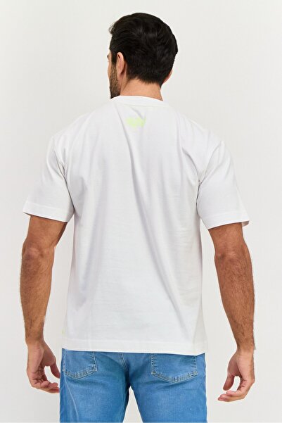 Esprit Men Crew Neck Short Sleeve Brand Logo T Shirt, White