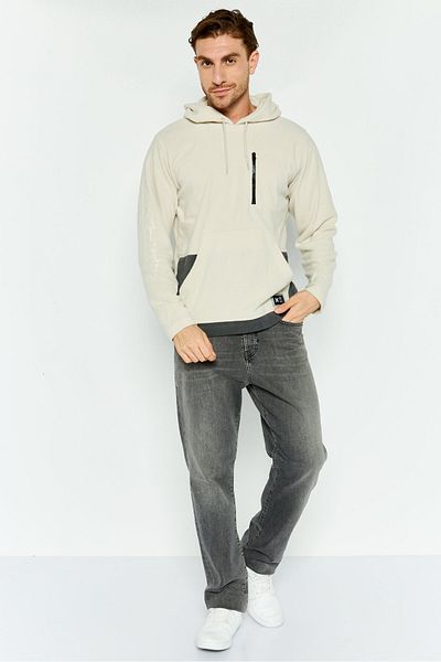 Hurley Men Hooded Brand Logo Long Sleeves Sweatshirt, Grey Combo