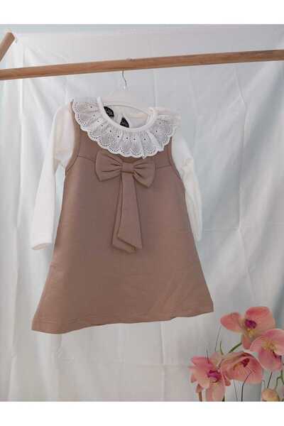 Butik Dantel Yakalı Ikili Bebek Elbise